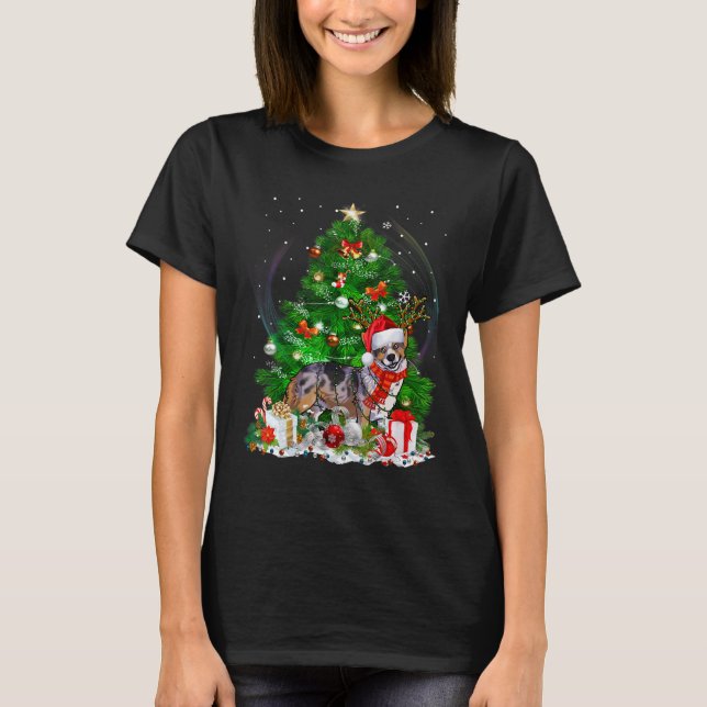 Cardigan Welsh Corgi Christmas Tree Light Pajama D T-Shirt (Front)