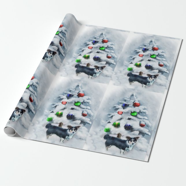 Cardigan Welsh Corgi Christmas Wrapping Paper (Unrolled)