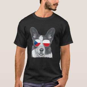 Cardigan Welsh Corgi Dog Czech Flag Sunglasses T-Shirt