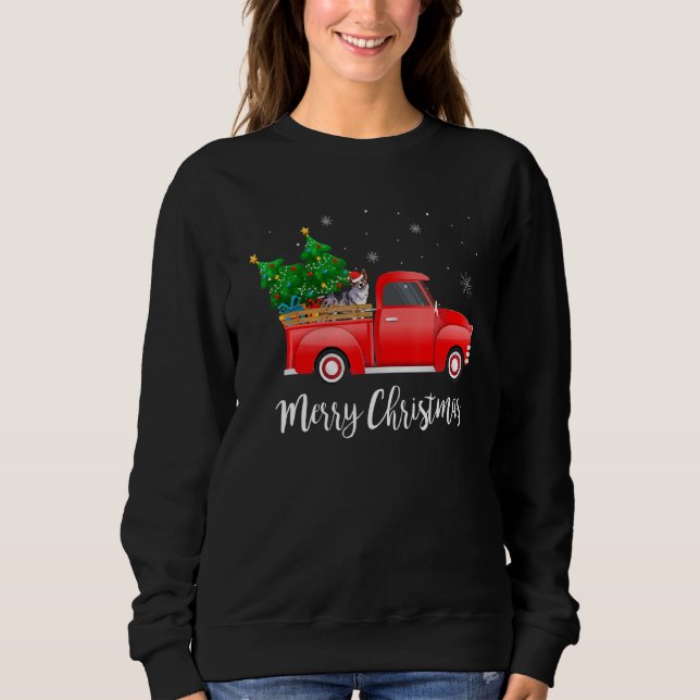 Cardigan Welsh Corgi Dog Riding Red Truck Christma Sweatshirt (Front)