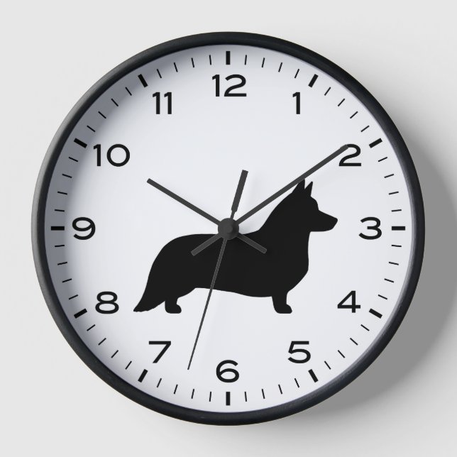 Cardigan Welsh Corgi Dog Silhouette Clock (Front)