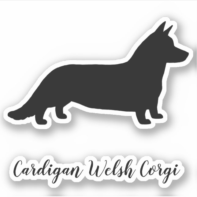 Cardigan Welsh Corgi Dog Silhouette Vinyl Sticker (Front)
