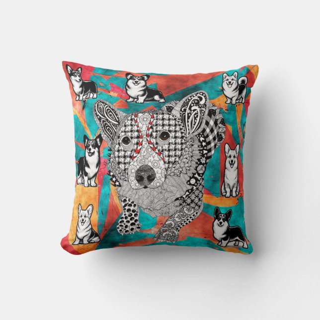 Cardigan Welsh Corgi Dog Throw Pillow (Front)