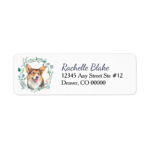 Cardigan Welsh Corgi Dog Wreath Return Address Label