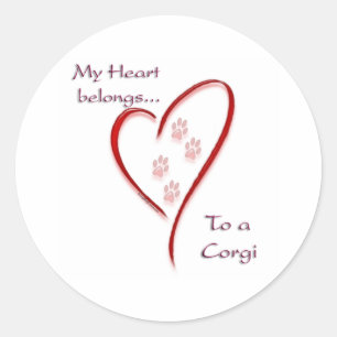 Cardigan Welsh Corgi Heart Belongs Classic Round Sticker