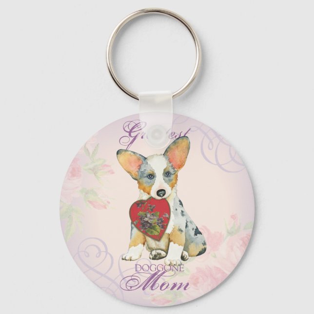 Cardigan Welsh Corgi Heart Mum Key Ring (Front)