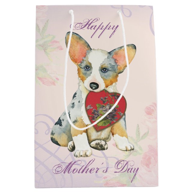 Cardigan Welsh Corgi Heart Mum Medium Gift Bag (Front)