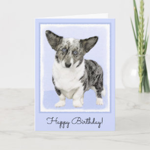 Cardigan Welsh Corgi Painting - Original Dog Art Card