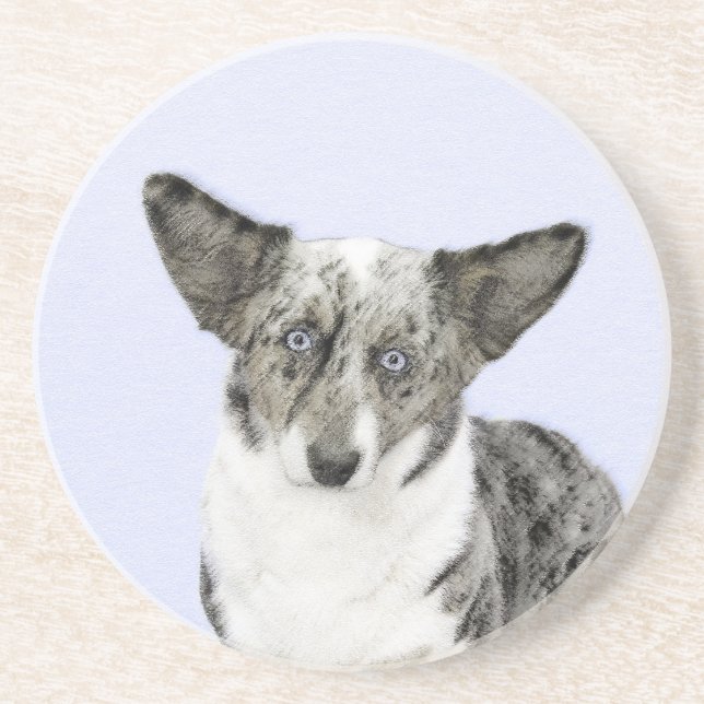 Cardigan Welsh Corgi Painting - Original Dog Art Coaster (Front)