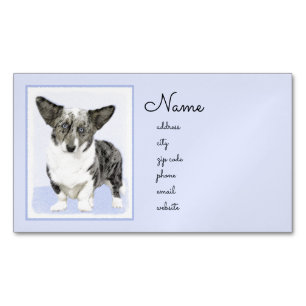 Cardigan Welsh Corgi Painting - Original Dog Art Magnetic Business Card