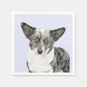 Cardigan Welsh Corgi Painting - Original Dog Art Napkin