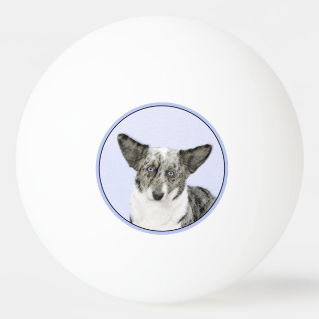 Cardigan Welsh Corgi Painting - Original Dog Art Ping Pong Ball (Front)