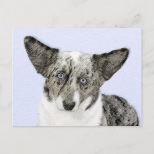 Cardigan Welsh Corgi Painting - Original Dog Art Postcard
