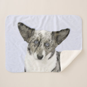Cardigan Welsh Corgi Painting - Original Dog Art Sherpa Blanket