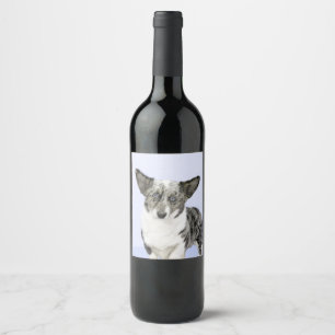 Cardigan Welsh Corgi Painting - Original Dog Art Wine Label