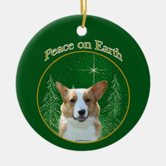 Cardigan Welsh Corgi Peace Ceramic Ornament (Front)