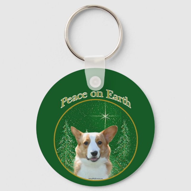Cardigan Welsh Corgi Peace Key Ring (Front)