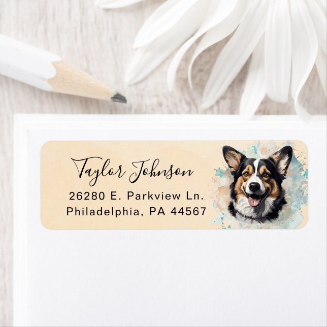 Cardigan Welsh Corgi Return Address Label (Insitu)