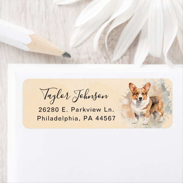 Cardigan Welsh Corgi Return Address Label (Insitu)