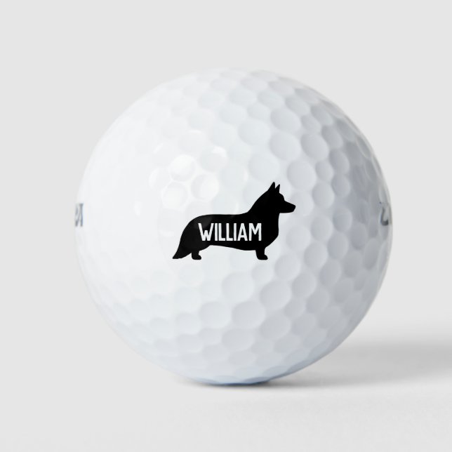 Cardigan Welsh Corgi Silhouette Golf Balls (Front)