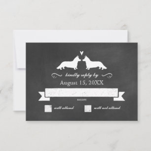 Cardigan Welsh Corgi Silhouettes Wedding RSVP Card