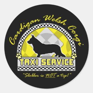 Cardigan Welsh Corgi Taxi Service Classic Round Sticker
