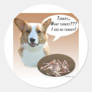 Cardigan Welsh Corgi Turkey Classic Round Sticker