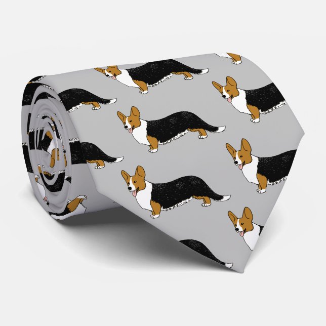 Cardigan Welsh Corgis Pattern Tie (Rolled)