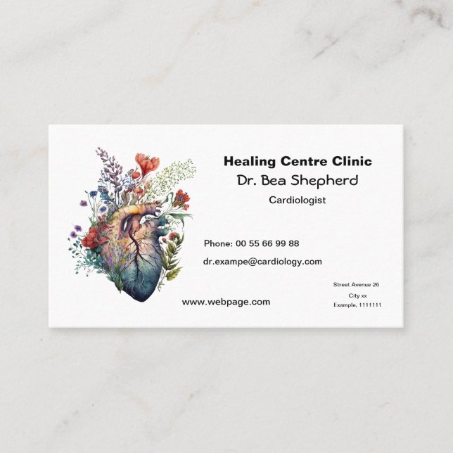 Cardilogist watercolor anatomy heart Business Card (Front)