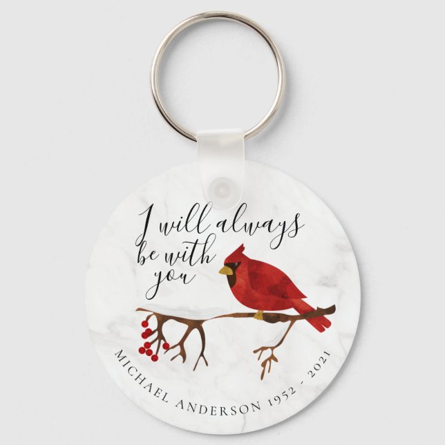 Cardinal Always With You Marble Tribute Key Ring (Front)