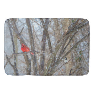 Cardinal and Chickadee Bath Mat
