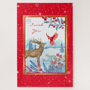 Cardinal and Deer Customise Jigsaw Puzzle