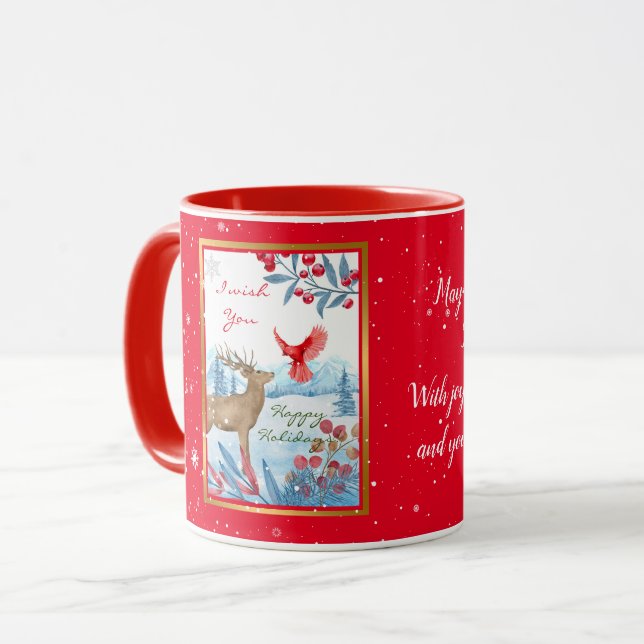 Cardinal and Deer Customise Mug (Front Left)