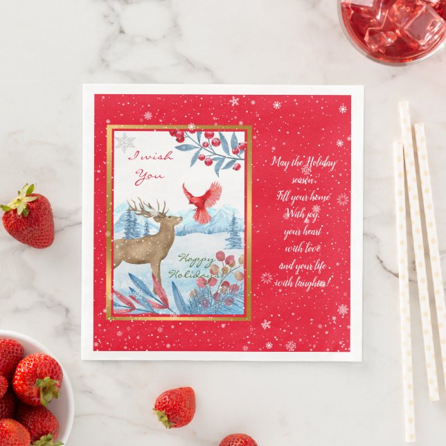 Cardinal and Deer Customise Napkin (Insitu)