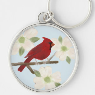 Cardinal and Dogwood Watercolor Keychain