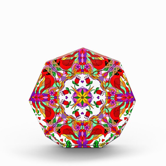 Cardinal and Flowers Mandala    Photo Block (Front)