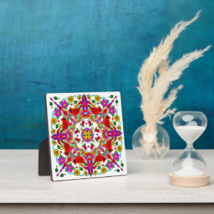 Cardinal and Flowers Mandala    Plaque