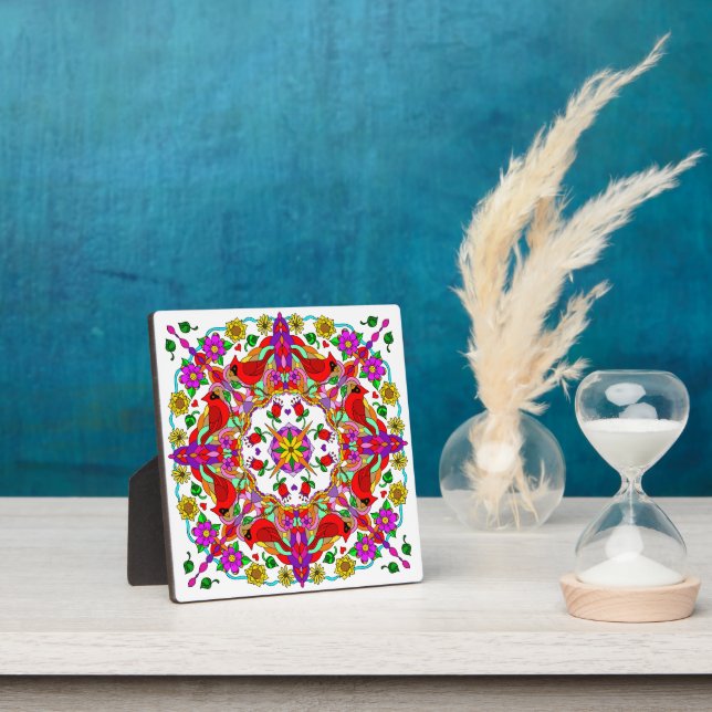 Cardinal and Flowers Mandala    Plaque (Insitu)