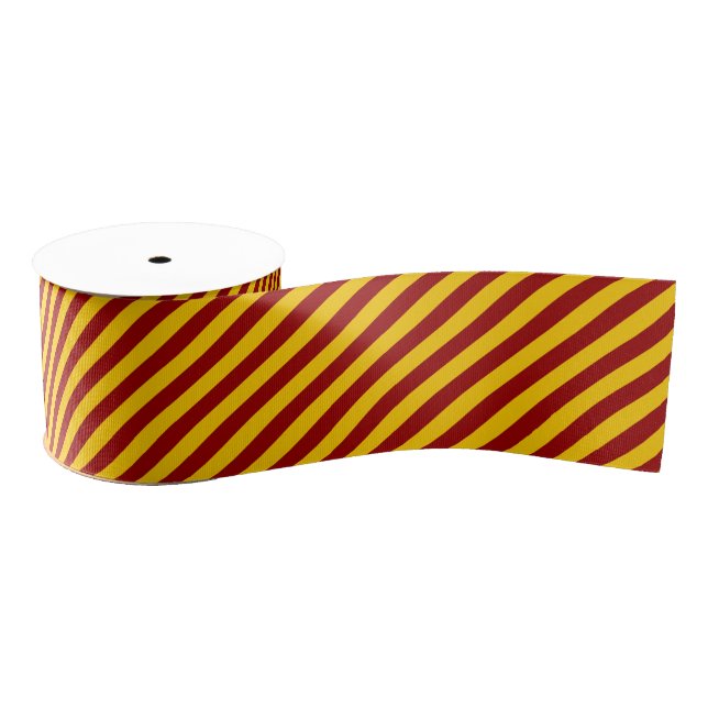 Cardinal and Gold Stripe Pattern Grosgrain Ribbon (Spool)