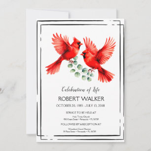 Cardinal and Hibiscus Life Tribute  Invitation