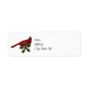 Cardinal and Holly Return Address Label