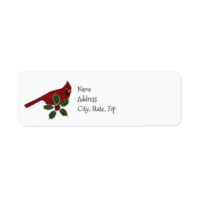 Cardinal and Holly Return Address Label (Front)