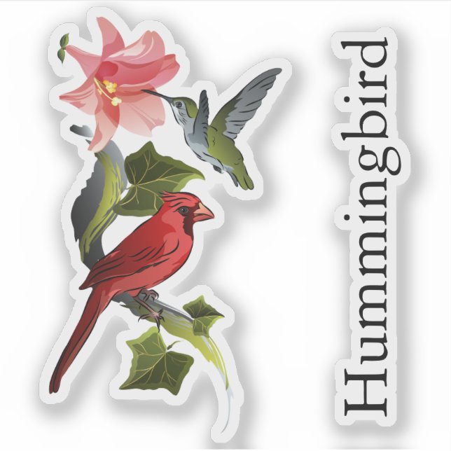 Cardinal and Hummingbird Pink Lily Custom Text (Front)