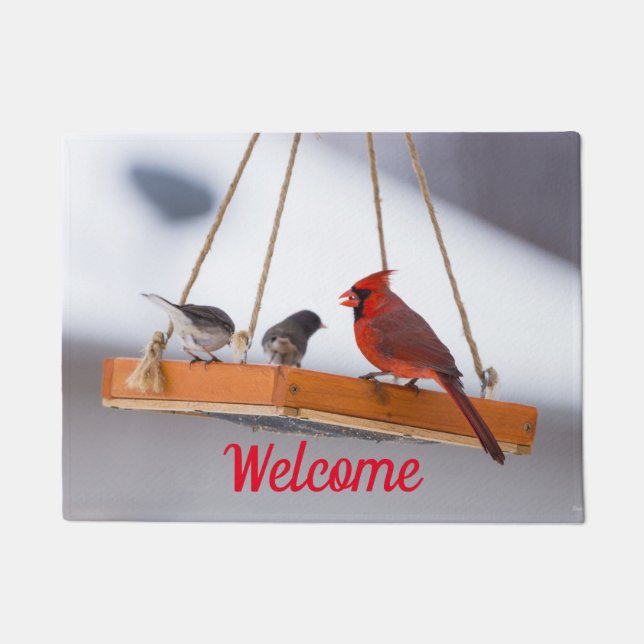 Cardinal and Juncos Welcome Doormat (Front)