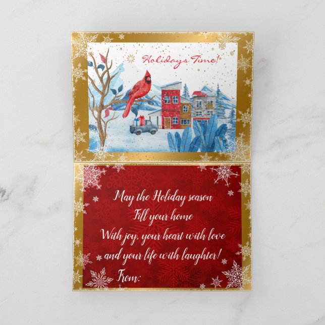 Cardinal And Landscape Customise Holiday Card (Inside)