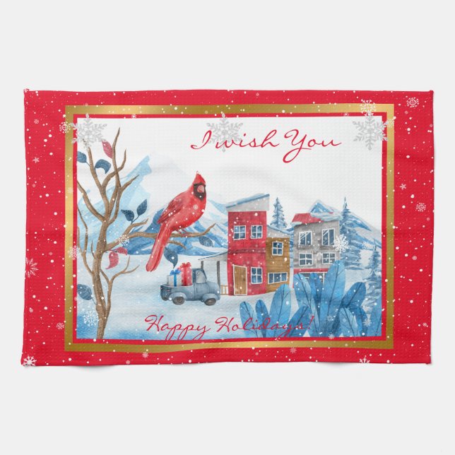 Cardinal And Landscape Customise Tea Towel (Horizontal)