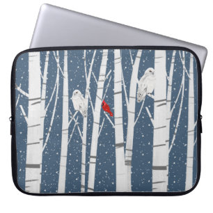 Cardinal and Owls In Snowflakes Laptop Sleeve