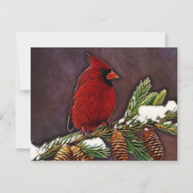 Cardinal and Pinecones Invitation (Front)
