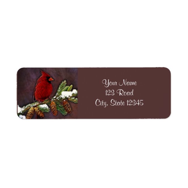 Cardinal and Pinecones Return Address Label (Front)