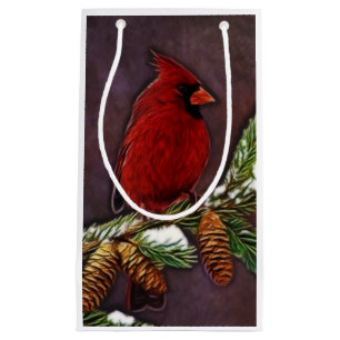 Cardinal and Snowy Pinecones Small Gift Bag